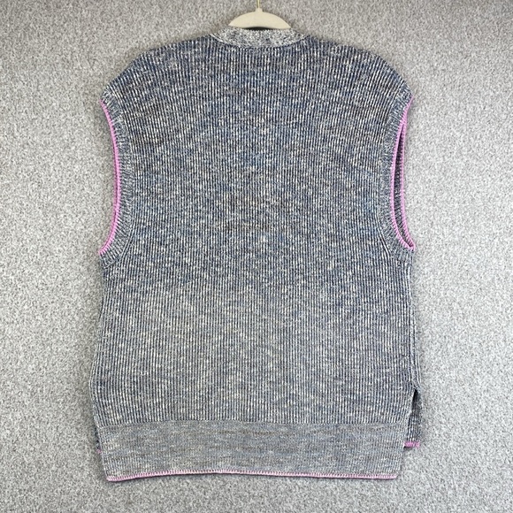 Pilcro "Washed" sweater vest academia pink trim S boxy heathered oversized - Picture 10 of 12